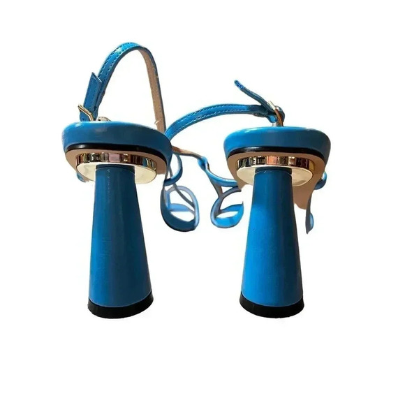 NASTY GAL strappy cone square toe heels size 8 - Picture 2 of 6